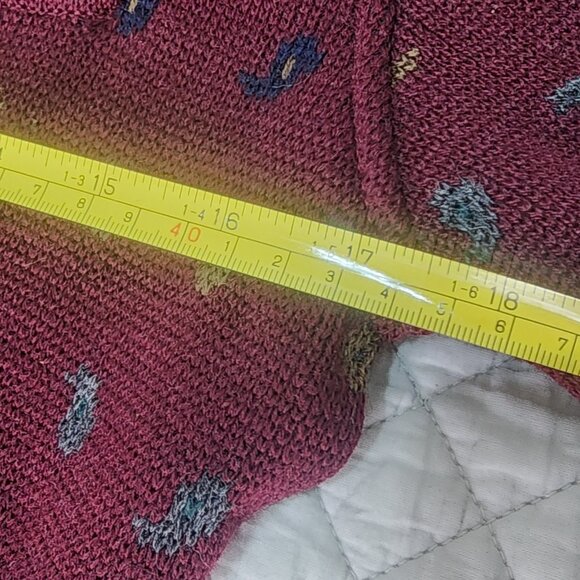 Nordstrom Gallery 100% Wool Made in Italy Sweater Men's Small Burgundy Paisley - Picture 8 of 10